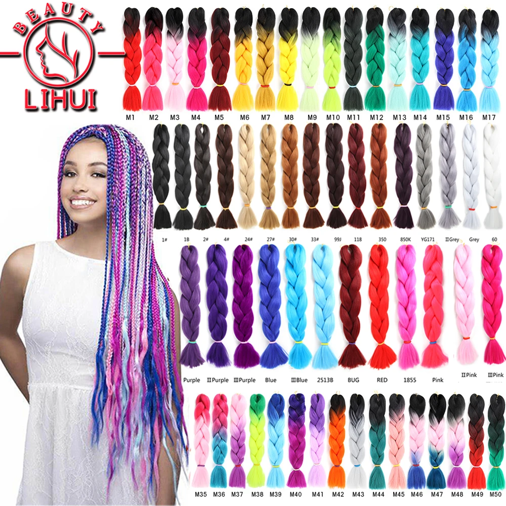 Top Trends: Lihui 24 Inches Synthetic Braiding Hair Ombre Jumbo Braid Jumbo Hair Extension For Women DIY Hair Braids RED Pink Yellow Gray Shoppable Styles