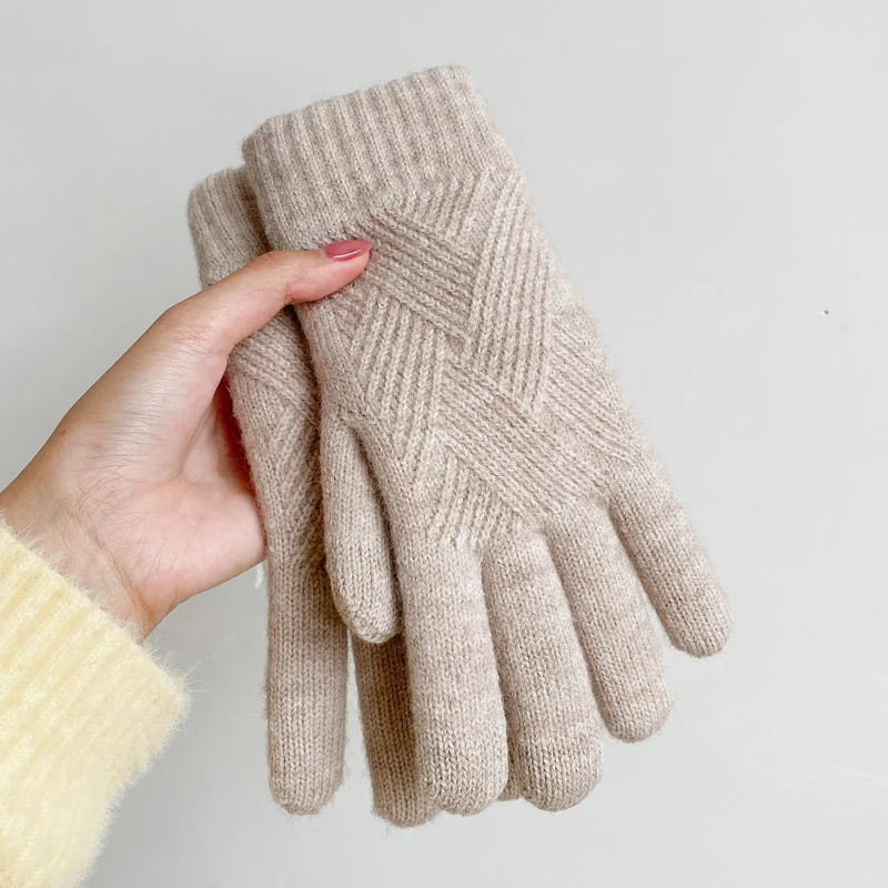 Top Trends: Fashion Cashmere Women Men Winter Cashmere Cold Protection Double-layer Thickening Warm Touch Screen Knitted Woolen Gloves Shoppable Styles