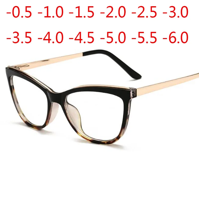 Top Trends: Diopter 0 -0.5 -0.75 -1.0 -1.5 -2.0 -3.0 To -8.0 Myopia Glasses Anti Blue Light Cat Eye Big Frame Prescription Eyewear Shoppable Styles