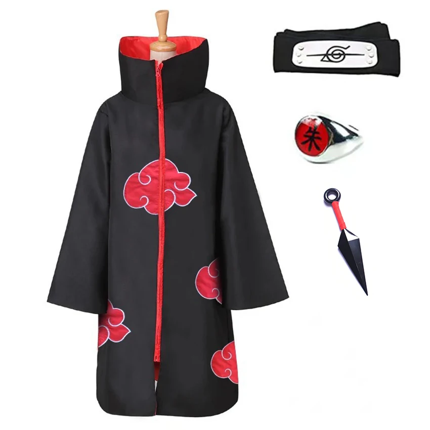 Top Trends: Akatsuki Costumes Itachi Ninja Robe Halloween Costumes For Kids Women Xiao Cosplay Anime Accessory Ring Cloud Coat Cape Haori Shoppable Styles