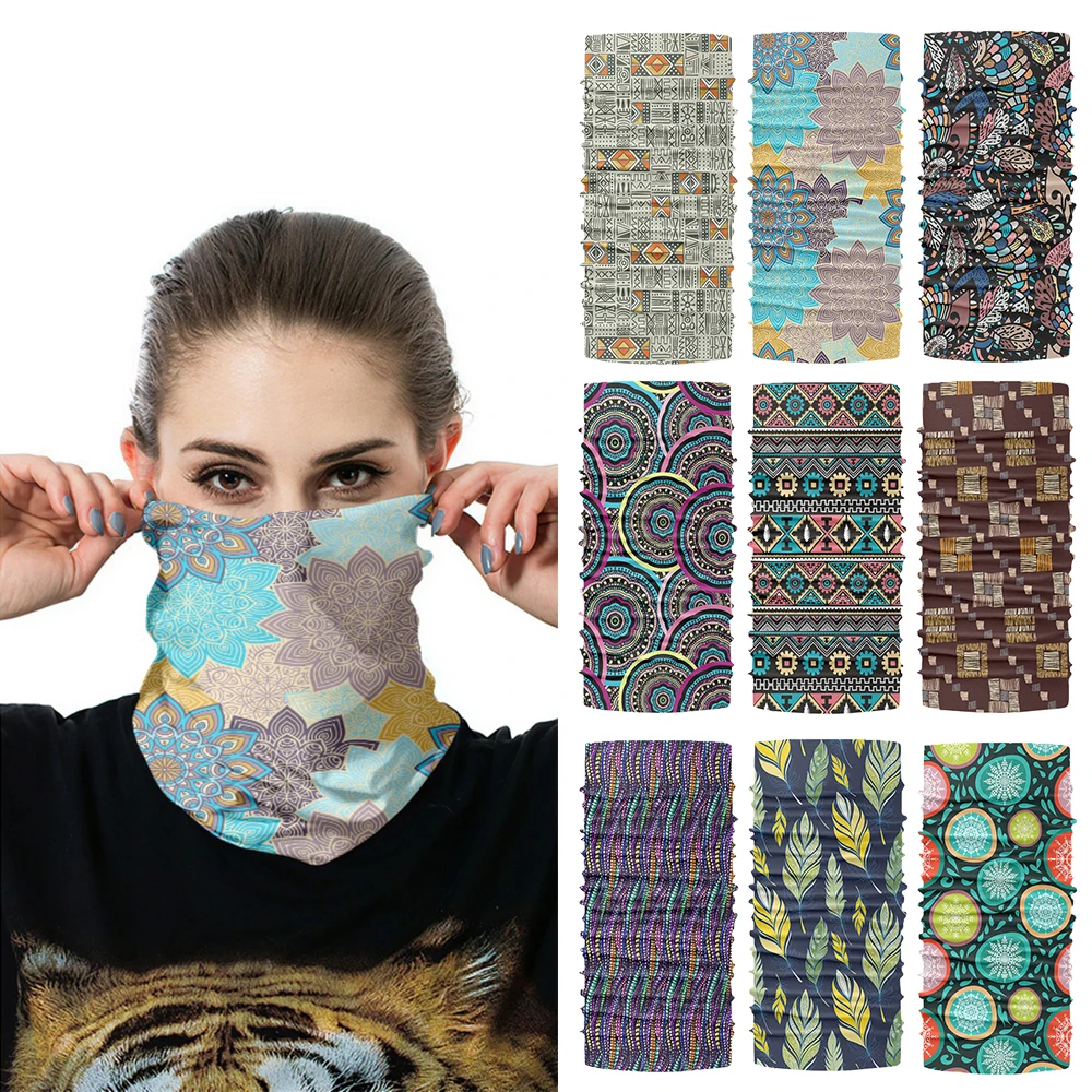 Top Trends: Multifunctional Seamless Magic Scarf Bohemian Ethnic Style Buff Outdoor Hiking Cycling Face Cover Bandana Female Fashion Scarves Shoppable Styles