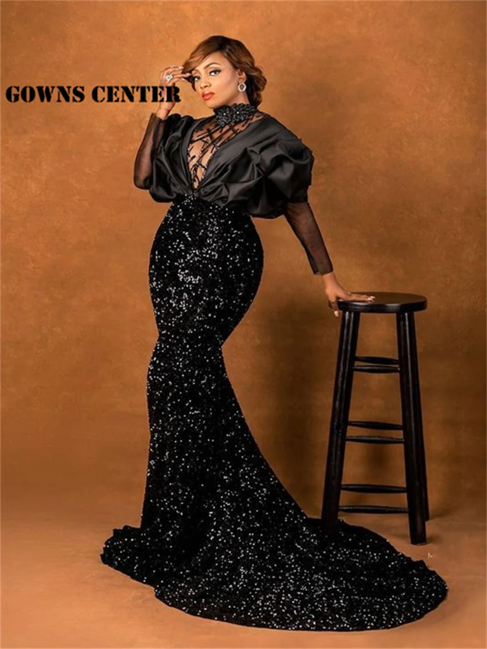 Top Trends: Black Sequin Aso Ebi Evening Dresses Long Sleeve Mermaid African Fashion Dress Party Wear Formal Gowns Dinner Gown Abendkleid Shoppable Styles