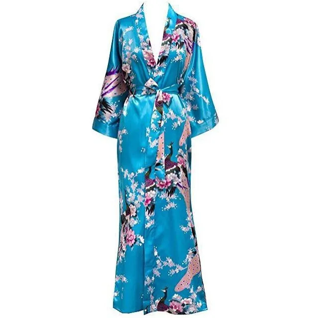 Top Trends: Plus Size XXXL Chinese Women Long Robe Print Flower Peacock Kimono Bath Gown Bride Bridesmaid Wedding Bathrobe Sexy Sleepwear Shoppable Styles