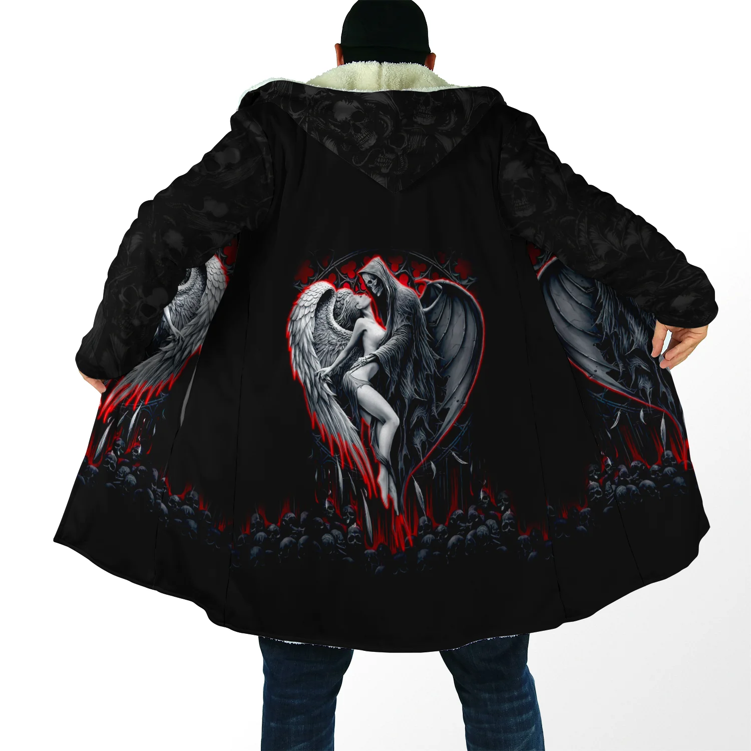 Top Trends: Winter Mens Hooded Cloak Reaper Skull Angel And Demon 3D Printing Fleece Wind Breaker Unisex Casual Thick Warm Hood Cloak PF10 Shoppable Styles