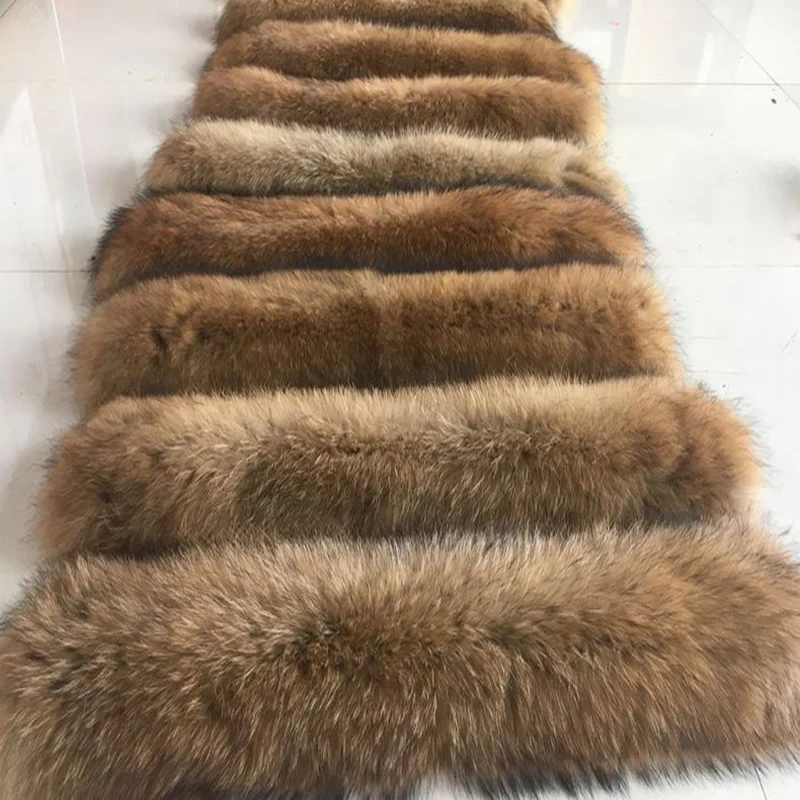 Top Trends: Customize Yoursel 100% Natural Coat Fur Collar Real Raccoon Fur Women Scarf Winter Coat Neck Hat Collar Long Warm Real Fur Shoppable Styles