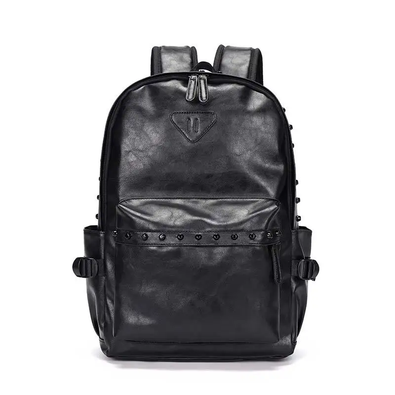 Top Trends: 2024 New Punk Hip-Hop Men Black Backpacks Waterproof PU Leather Rivet Women Backpacks Casual School Bags For Teenagers Mochilas Shoppable Styles