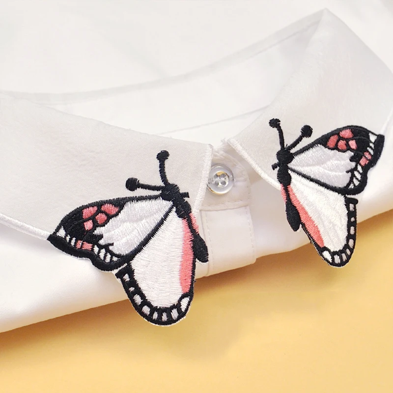 Top Trends: Embroidery Fake Collar Women Detachable Collars Lapel Shirt White False Collar Shirt Female Women Accessories Neck Decor Shoppable Styles