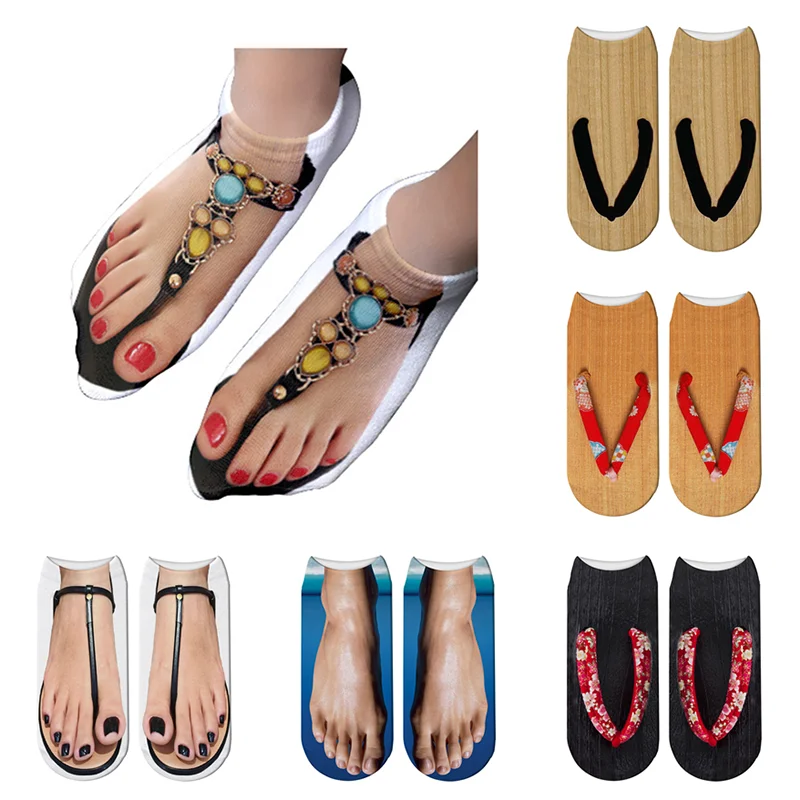 Top Trends: 3D Funny Slippers Printed Low Ankle Cotton Socks Fashion Harajuku Soft Short Socks Cute Happy Boat Sox For Female Shoppable Styles