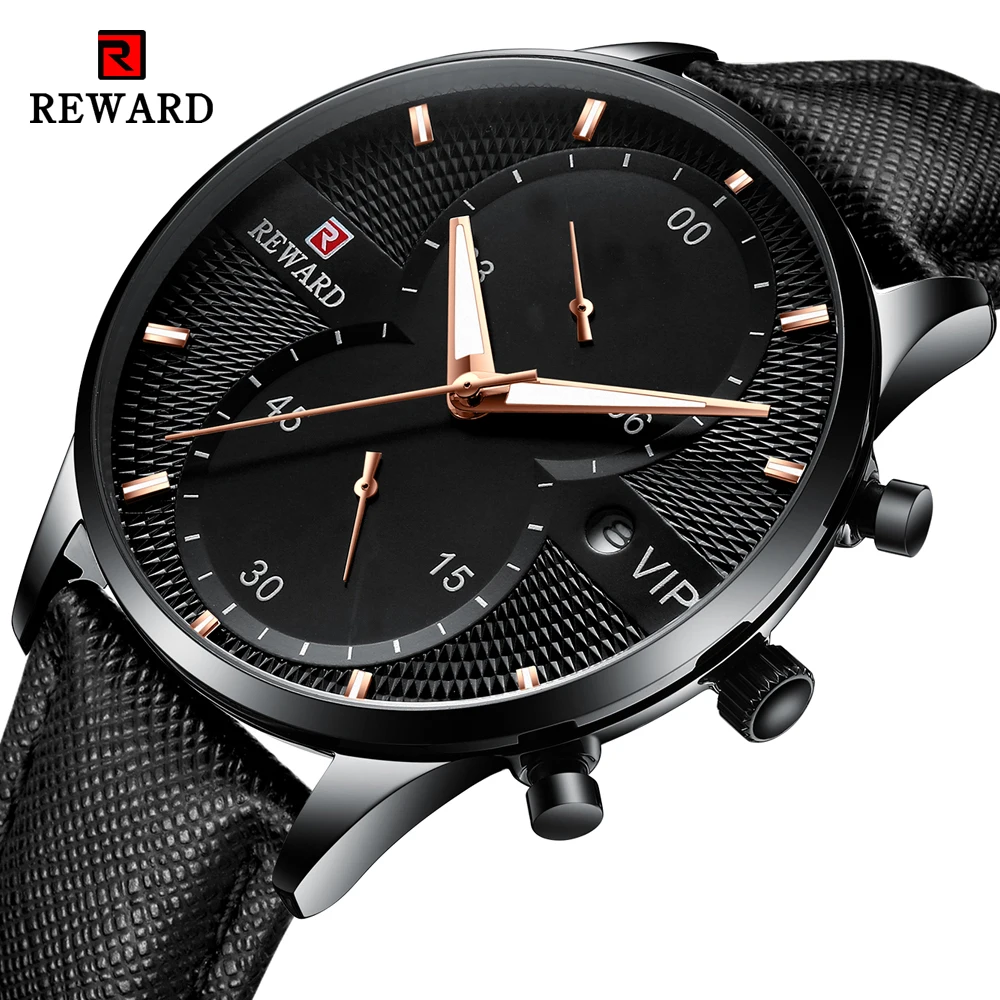 Top Trends: REWARD Brand Men Watch Chronograph Fashion Sport Quartz Wrist Watch Men Casual Leather Waterproof Watches Relogio Masculino Shoppable Styles