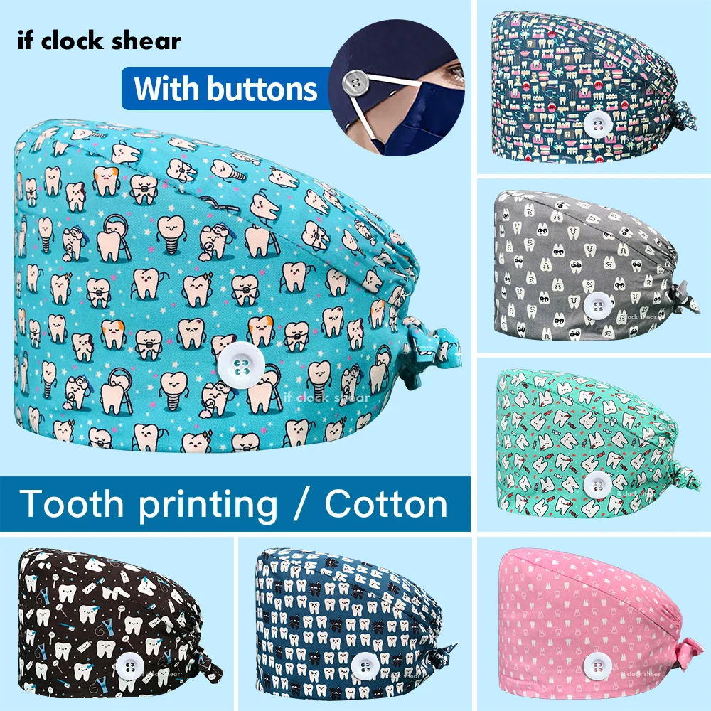 Top Trends: Unisex Scrubs Caps Adjustable Cotton Tooth Printing Hats High Quality Adjustable Sweat-absorbent Elastic Multicolor Scrubs Hats Shoppable Styles