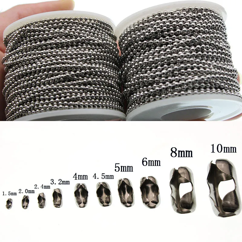 Top Trends: 1.5 2.0 2.4 3.2 4 6 8 10mm Beaded Ball Stainless Steel Bulk Ball Bead Chains & Connector Clasp For DIY Necklace Jewelry Making Shoppable Styles