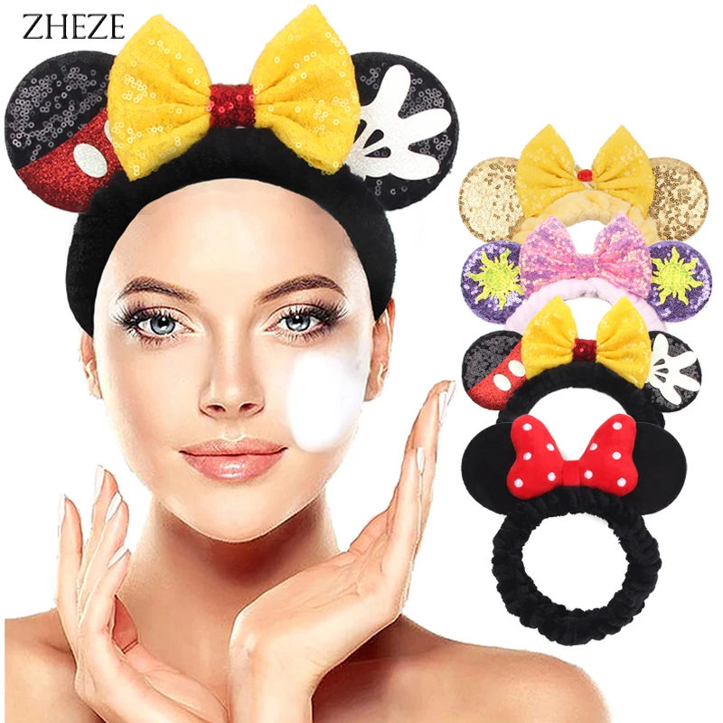 Top Trends: 2024 NEW Mouse Ears Wash Face Headband Soft Coral Fleece Sequins Bow Hairband Girls Makeup Hair Accessories For Women Shoppable Styles