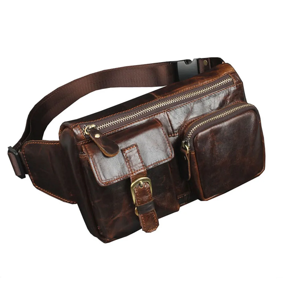 Top Trends: High Quality Real Cowhide Hip Fanny Belt Pack Pouch Single Shoulder Cross Body Bags Men Genuine Leather Bum Waist Chest Bags Shoppable Styles