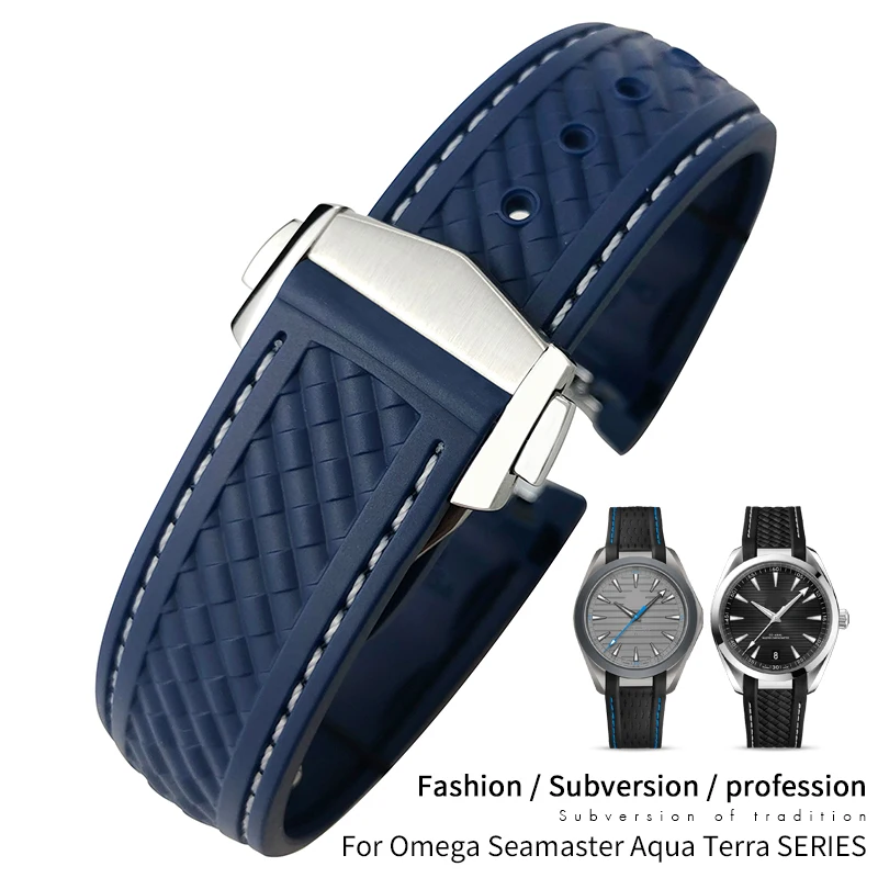 Top Trends: 20mm Rubber Silicone Watch Strap Fit For Omega Seamaster 300 AT150 Aqua Terra Ultra Light 8900 Steel Buckle Watchband Bracelets Shoppable Styles