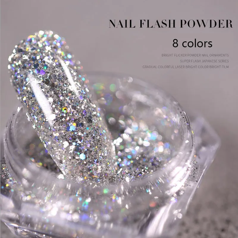 Top Trends: Nail Art DIY New Hot Platinum Powder 3D Mixed 8 Color Nail Dust Sets Glitter Siliver Sequins Flakes Manicure Decoration Shoppable Styles