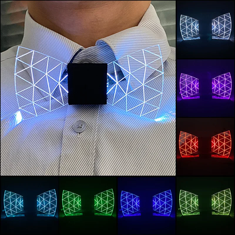 Top Trends: LED Acrylic Bow Tie Light Up LED Men Bow Tie Luminous Bow Tie Costume Men Ties DJ Dance Glow Decoration Novelty Gift LED Cravat Shoppable Styles