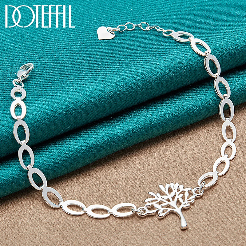 Top Trends: DOTEFFIL 925 Sterling Silver 24K Gold Tree Heart Chain Bracelet For Women Fashion Charm Wedding Engagement Party Jewelry Shoppable Styles