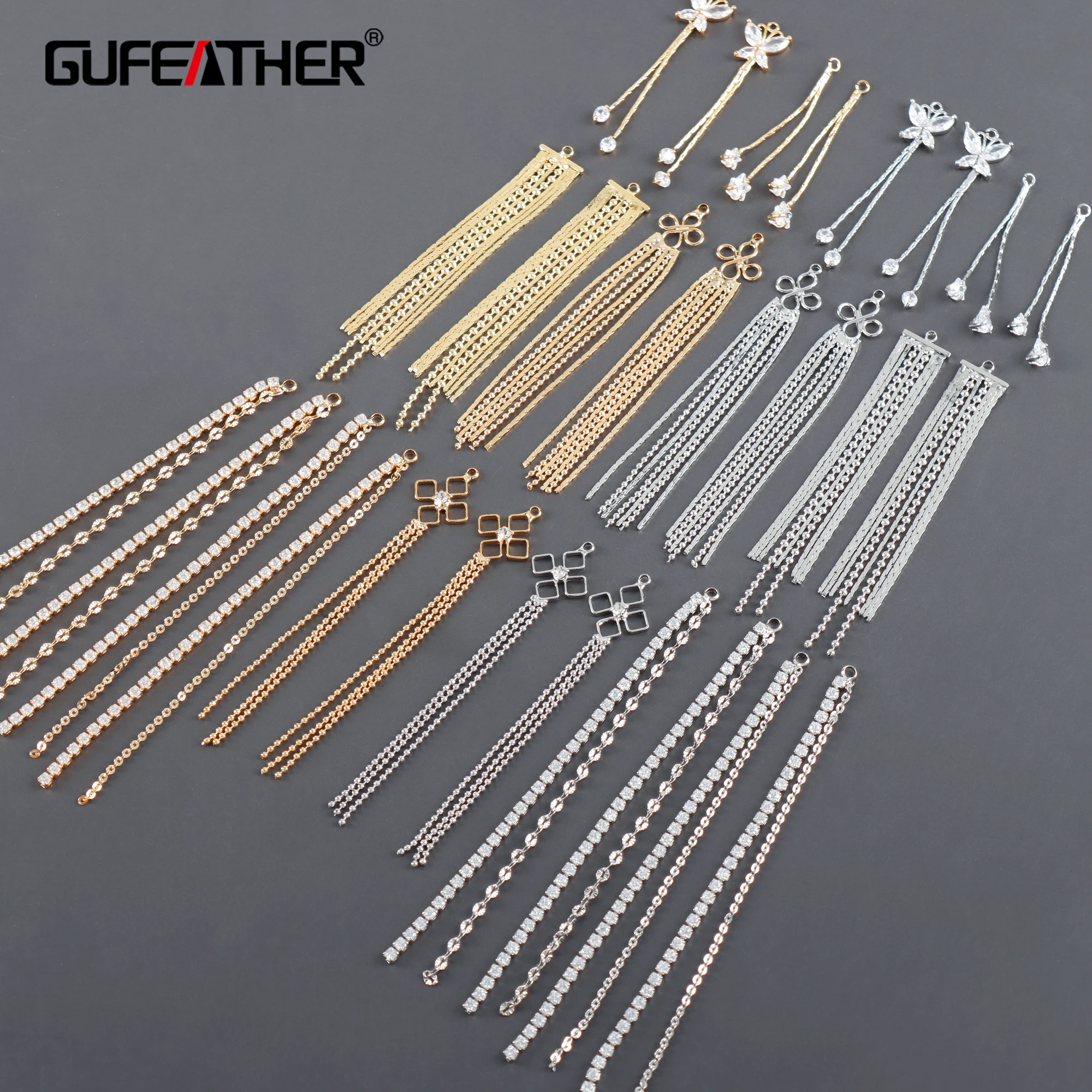 Top Trends: GUFEATHER M1066, jewelry Accessories, pass REACH, nickel Free, 18k Gold Rhodium Plated, copper, ear Chain, jewelry Making, 10pcs / lot Shoppable Styles