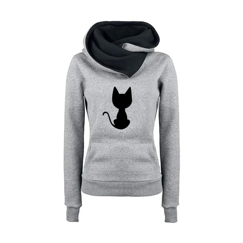 Top Trends: Spring Autumn Women's Hoodies Fleece Warm Two-color Cap Cat Printing Casual Fashion Trend Long Sleeve Female Pullover Sweatshirt Shoppable Styles - Image 6