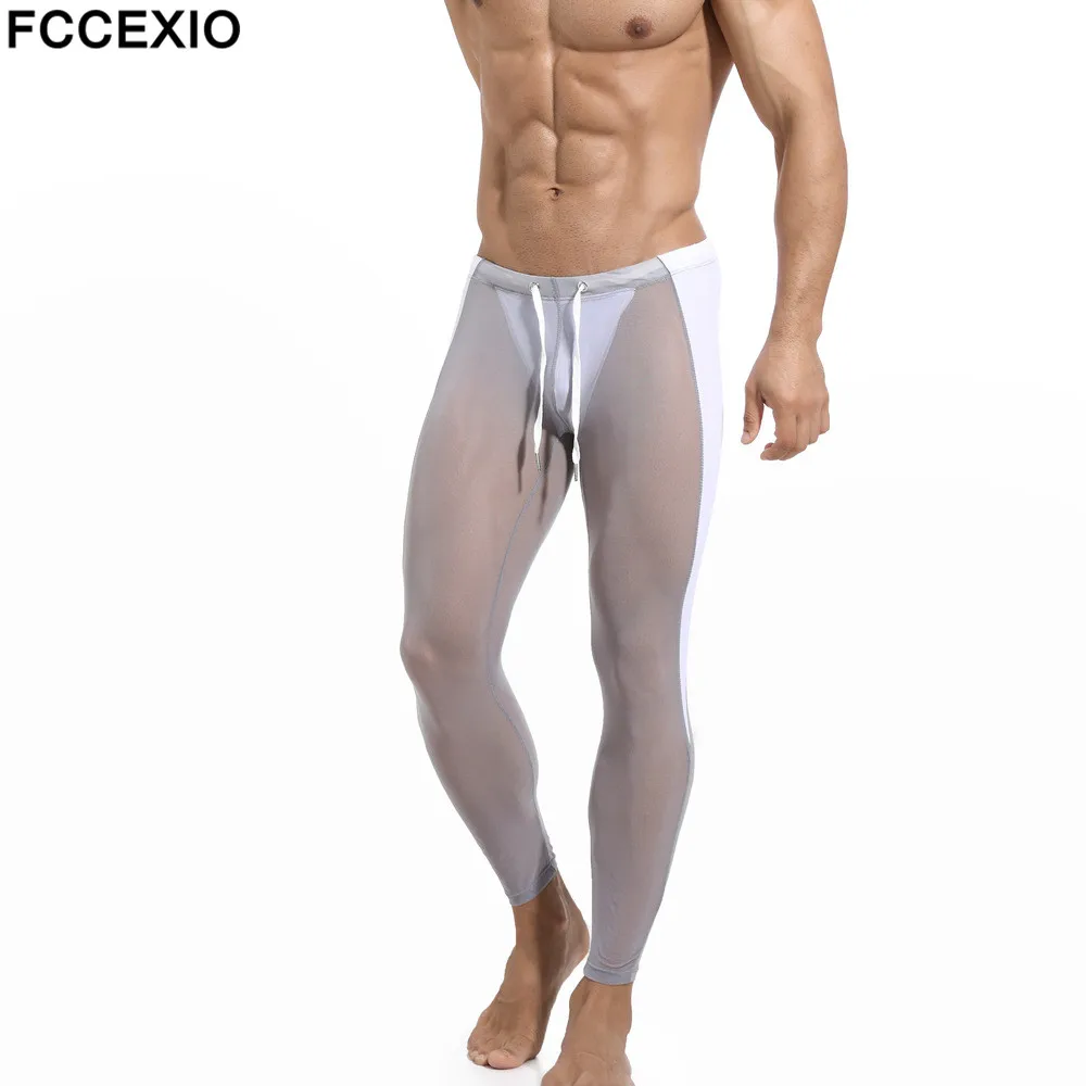 Top Trends: FCCEXIO Men Sexy Mesh Tights Running Sports Leggings Long Pants Fitness Men Cycling Nylon Compression Skinny Leggings Shoppable Styles