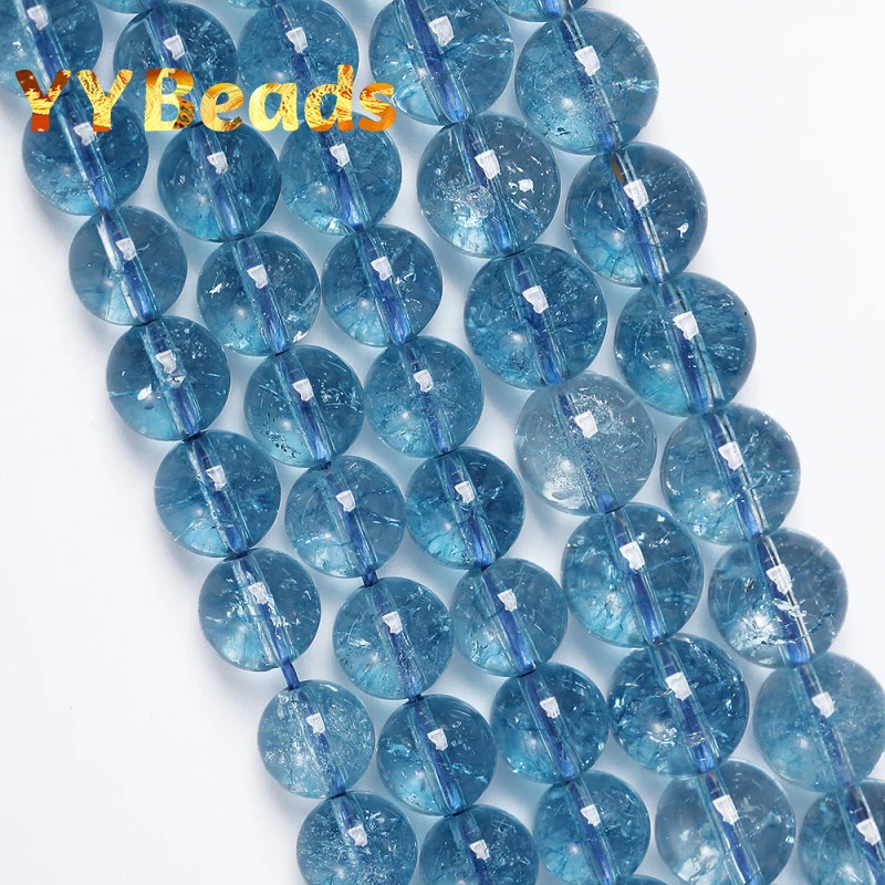 Top Trends: 5A Quality Natural Light Blue Topazs Beads Blue Crackle Crystal Loose Beads For Jewelry Making Bracelets Women Necklaces 4-12mm Shoppable Styles