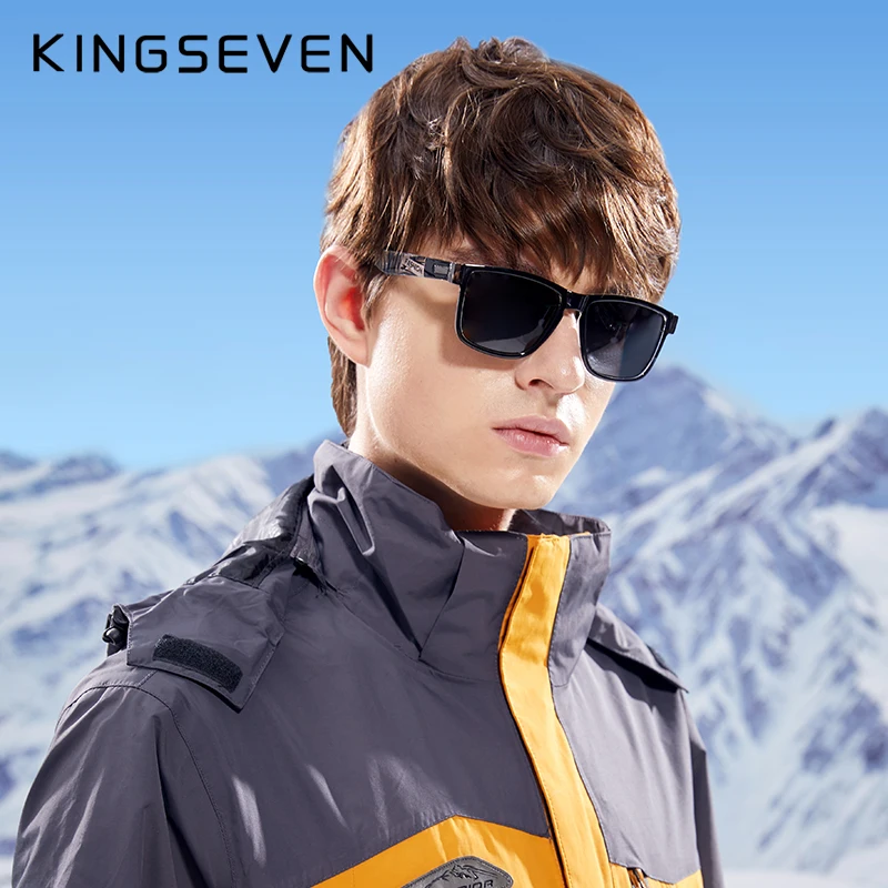 Top Trends: Genuine KINGSEVEN Brand Square Retro Gradient Polarized Sunglasses Women Men Carbon Fiber Pattern Design Outdoor Sports Eyewear Shoppable Styles - Image 2