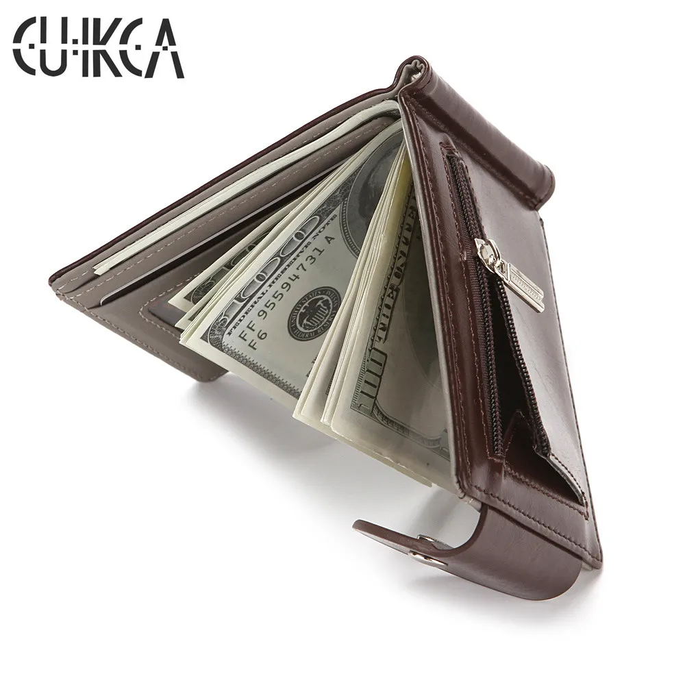 Top Trends: CUIKCA Slim Leather Wallet Coin Bag Money Clip Card Cases Zipper Women Men Pull Type ID Credit Holders Hasp Shoppable Styles