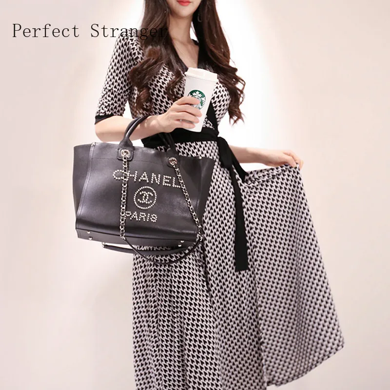 Top Trends: 2021 Spring Summer New Arrival Hot Sale V Collar Three-quarter Sleeve Plaid Women Jag Long Dress Shoppable Styles - Image 4