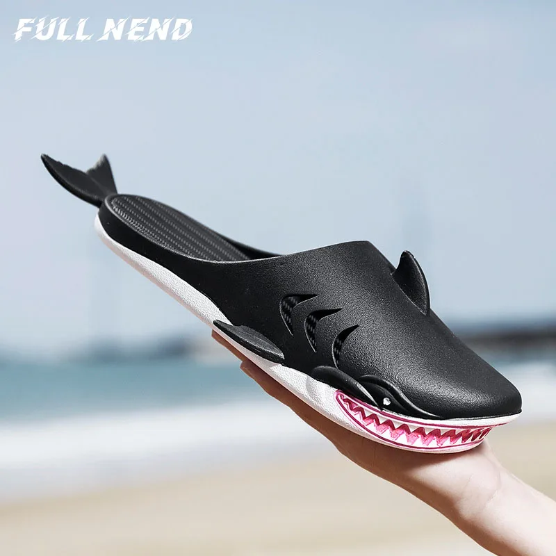 Top Trends: Slippers For Boys Outdoor Shoes Summer Men Soft Shark Shape Beach Slippers Non-slip Slides Child Adults Kids Funny Shoppable Styles