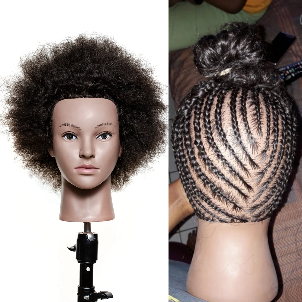 Top Trends: Traininghead Salon Afro Mannequin Head Human Hair Dummy Doll Hairdressing Training Head Real Hair Manikin Head Braiding Practice Shoppable Styles