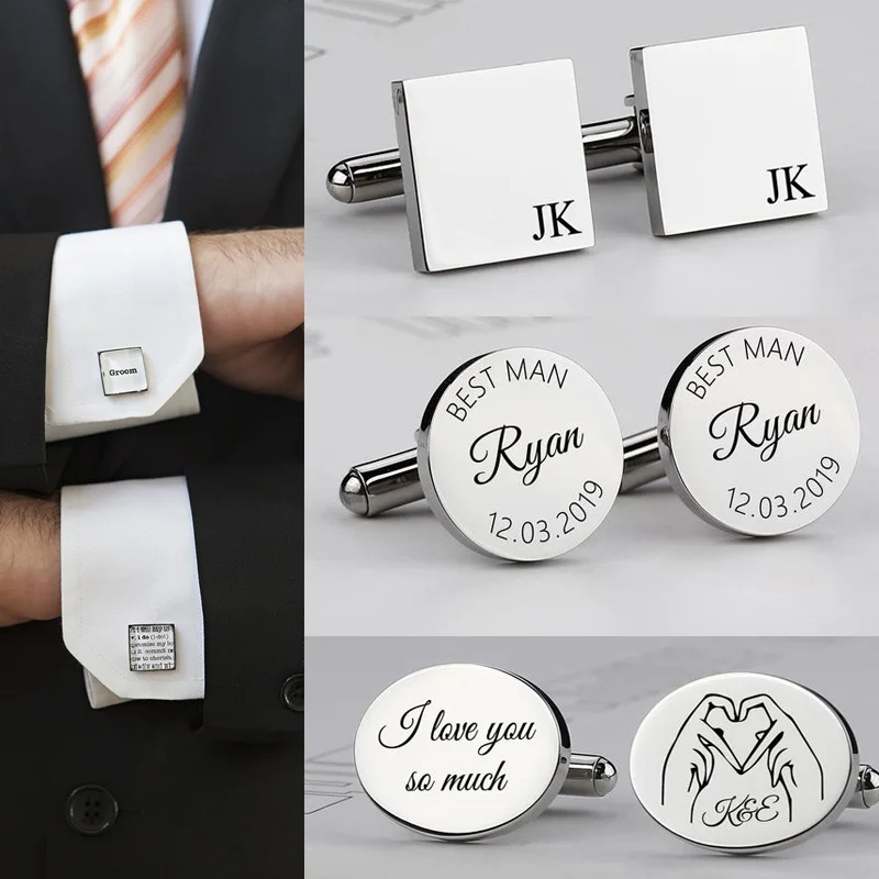 Top Trends: Personalized Man Cufflinks Stainless Steel Shirt Cuff Button Custom Wedding Gifts Mens Cufflinks Shoppable Styles