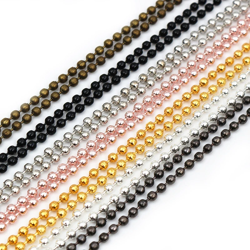 Top Trends: 5pcs / lot 3 Size 1.5mm And 2.0mm And 2.4mm 7 Colors Plated Ball Beads Chain Necklace Bead Connector 65cm(25.5 Inch) Shoppable Styles