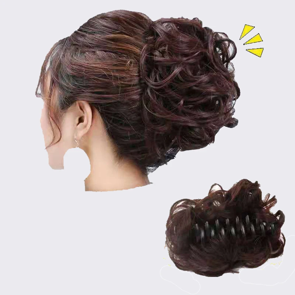 Top Trends: Yihan Clip In Curly Hair Extension Synthetic Hair Pieces Chignon Updo Cover Hairpiece Extension Hair Buns Red Pink Purple Shoppable Styles