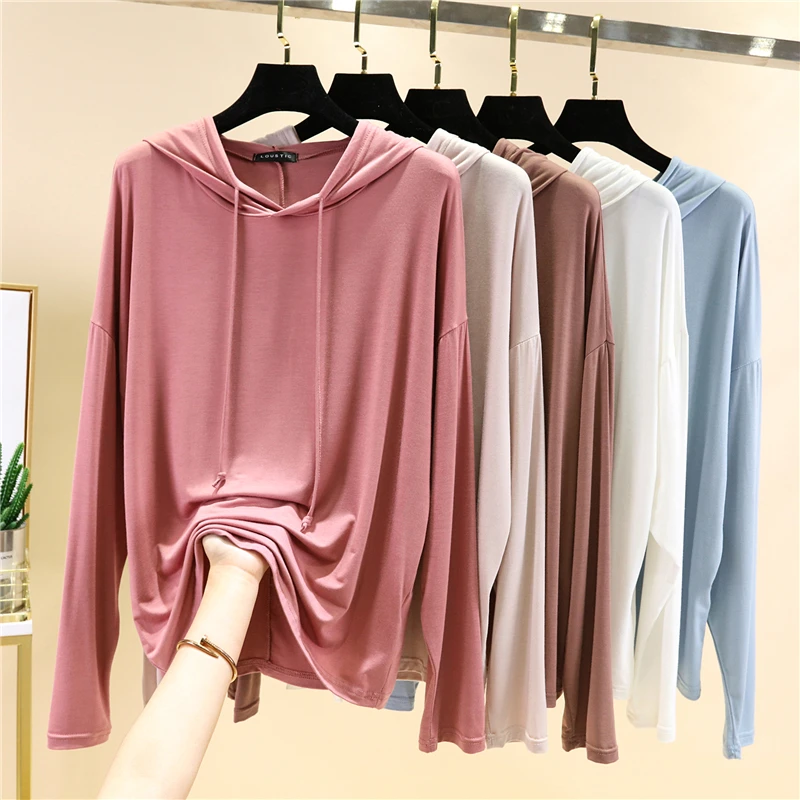 Top Trends: Summer Modal Sweatshirts Sweater Hooded T Shirt Long Sleeve Ladies Hoodie Top Tees Women Thin Soft Long Sleeves Shoppable Styles