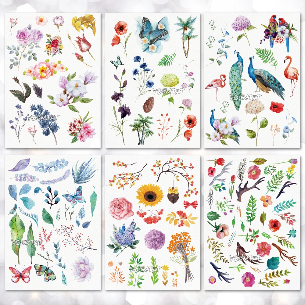 Top Trends: Waterproof Temporary Tattoo Stickers Rose Flowers Leaves Colorful Flash Tatto Sexy Arm Neck Body Art Fake Tattoos For Women Men Shoppable Styles