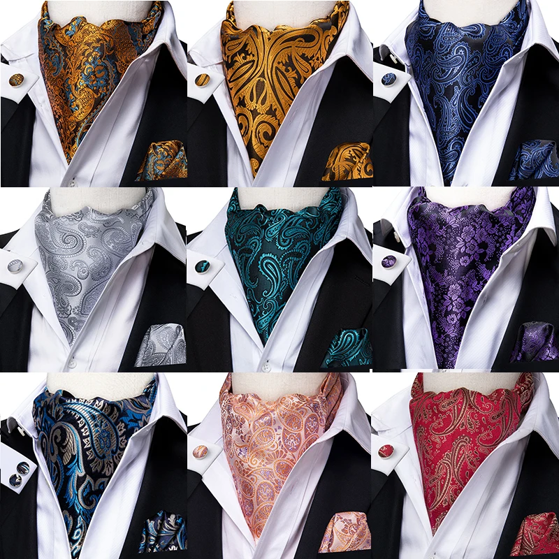 Top Trends: Hi-Tie Fashion Men&#039;s Cravat Set Luxury Floral Paisley Cravat Tie Men 100% Silk Red Blue Pink Ascot Pocket Square Cravat For Men Shoppable Styles