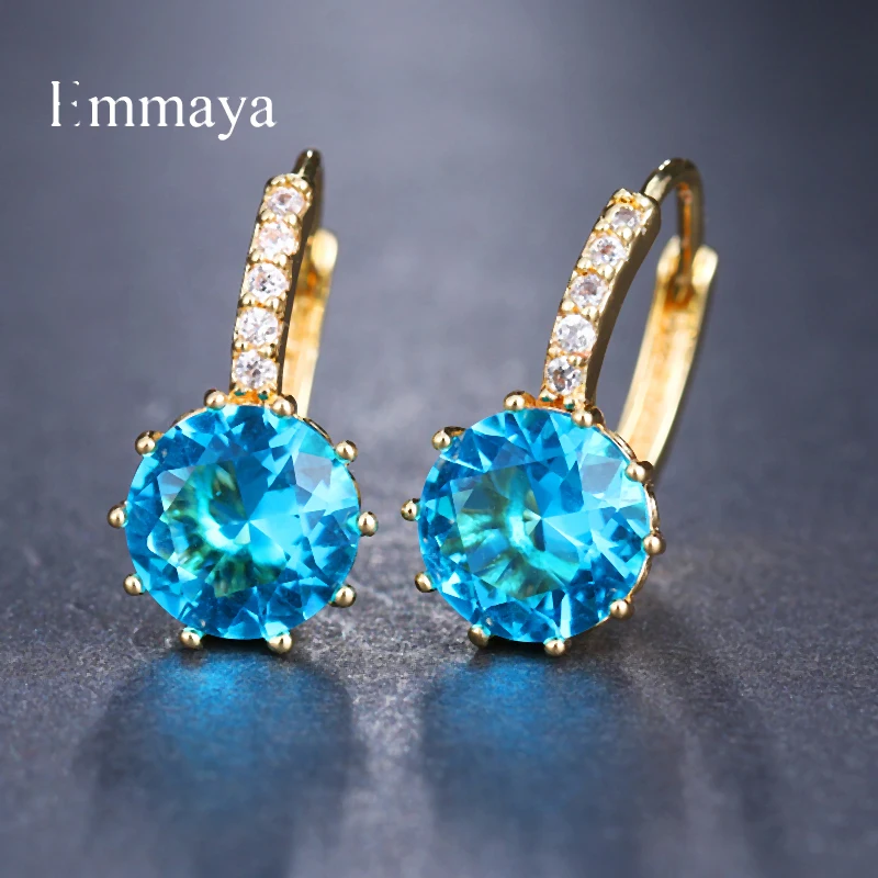 Top Trends: EMMAYA Fashion 9 Colors AAA CZ Element Stud Earrings For Women Wholesale Cheap Factory Price Wedding Party Gift Shoppable Styles