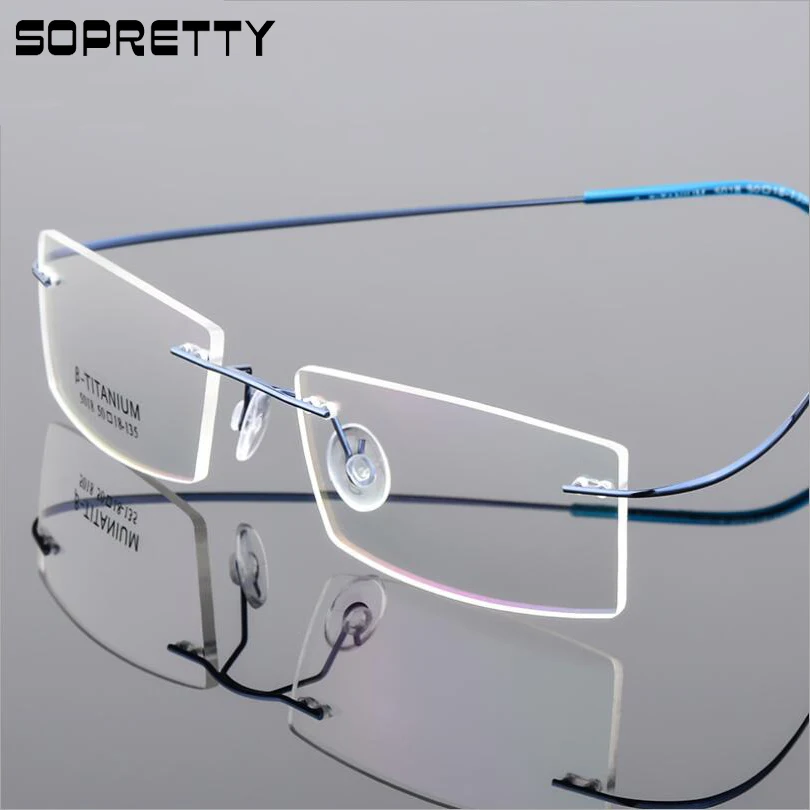 Top Trends: Square Titanium Alloy Screwless &amp; Frameless Unisex Optical Glasses Frame, Women Men Eyeglasses Glass Frames For Myopia F5018 Shoppable Styles