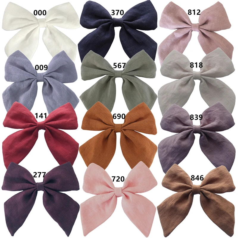 Top Trends: Cotton Linen Hair Bows Boutique Hair Clips Baby Girls Women Large Sailor Bow Barrettes Hairgrips Hair Accessories Headwear Shoppable Styles