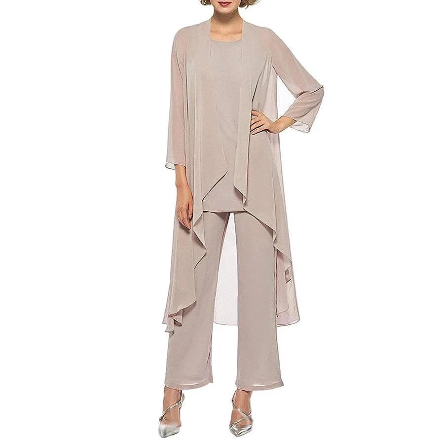 Top Trends: Elegant Three Pieces Mother Of The Bride Dresses Chiffon Pant Suits With Long Jacket Plus Size Mother Of The Groom Dress 2019 3. Shoppable Styles