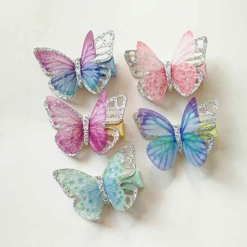 Top Trends: 3 / 5PCS Butterfly Hair Clips For Women Kids Girls Accessories Gauze Pinzas Para El Pelo Hairpins Headdress Barette Cheveux Fille Shoppable Styles - Image 2