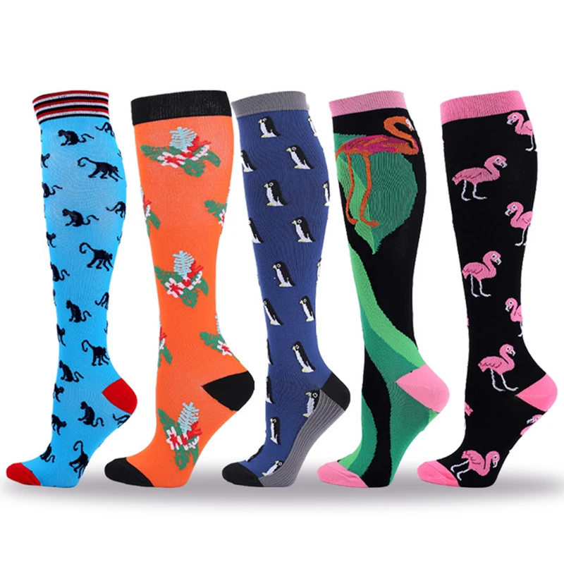 Top Trends: New Autumn Winter Compression Socks Animal Pattern Knee High Nylon Medical Stockings Telieve Leg Fatigue Reduce Varicose Shoppable Styles