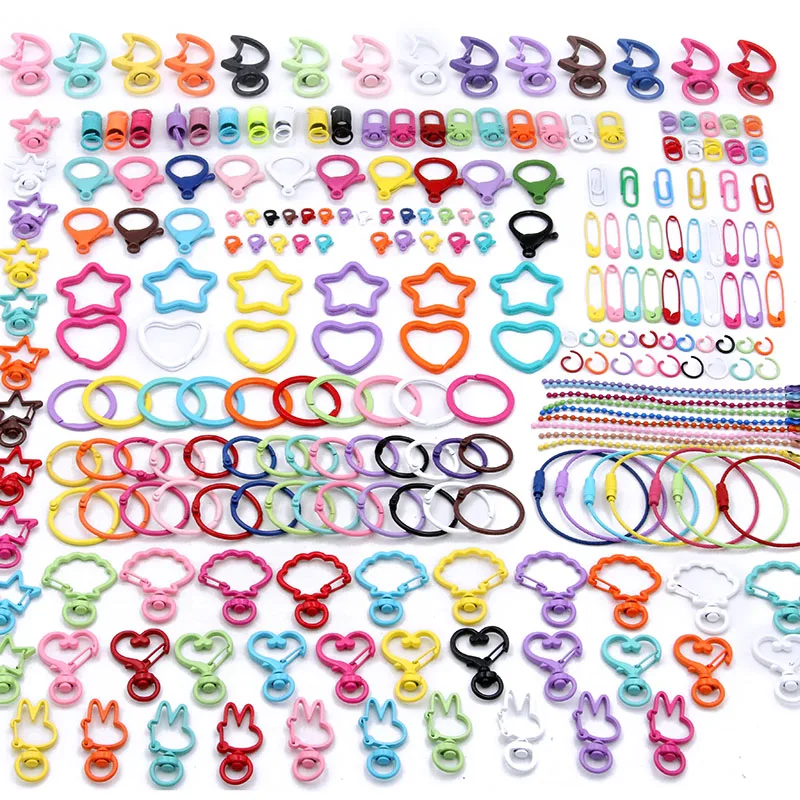 Top Trends: 5-100PCS 24 Styles Colorful Alloy Open Rings Lobster Clasp Hooks Ball Chains Paper Clip DIY Jewelry Making Findings Supplies Shoppable Styles