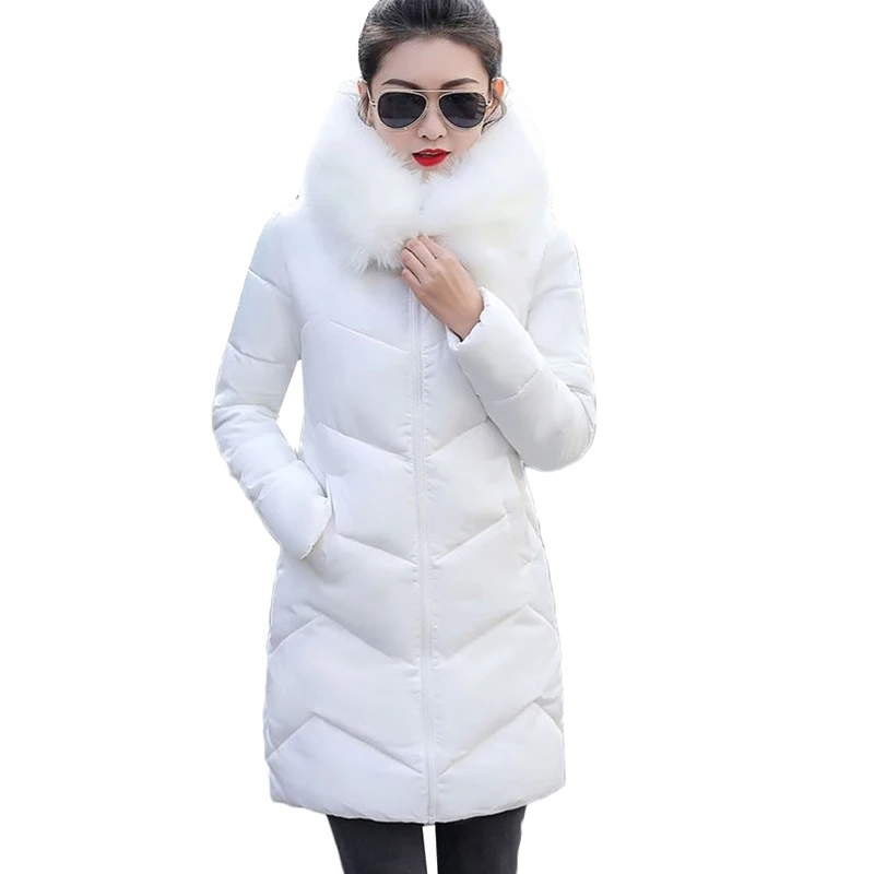 Top Trends: Winter Coat Women Thicken Down Cotton Jacket Hooded Fur Collar Mid-Long Outerwear Warm Snow Cotton Padded Jacket Shoppable Styles