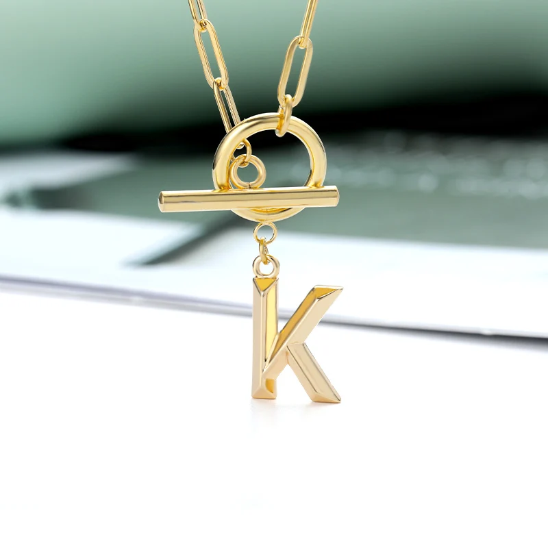 Top Trends: Toggle Clasp Initial Letter Necklaces For Women Stainless Steel Chain Thick OT Buckle Necklace Birthday Jewelry Gift BFF 2023 Shoppable Styles