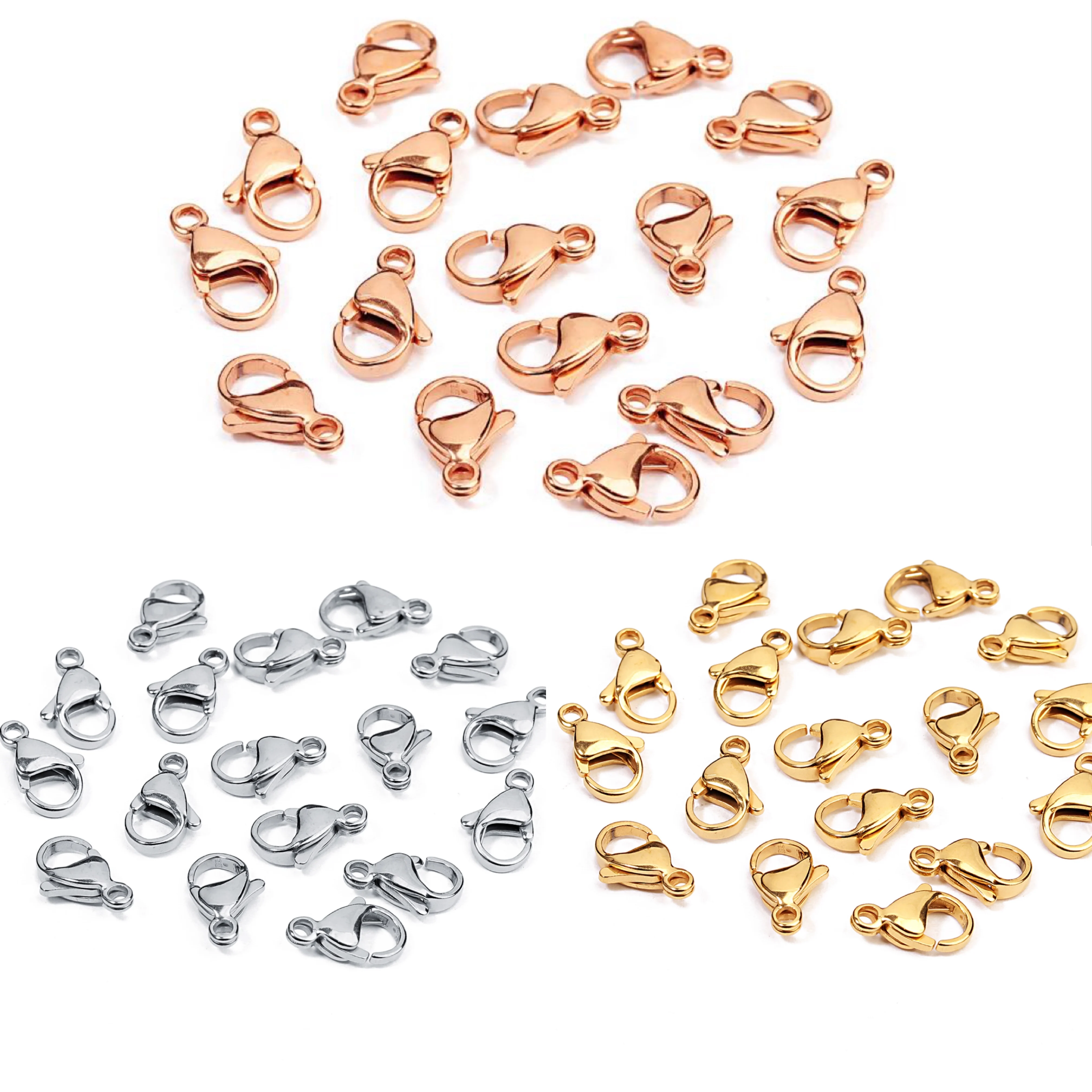 Top Trends: 25pcs Stainless Steel Lobster Clasps Hooks Rose Gold Color 9 / 11 / 3mm End Clasps Connectors For Necklace Bracelet Jewelry Making Shoppable Styles