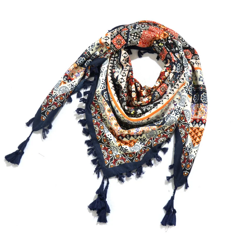 Top Trends: Big Square Handkerchief Scarf Women Cotton Square Winter Female Scarf Boho Bohemian Large Beach Wrap Retro 115cm Foulard Floral Shoppable Styles