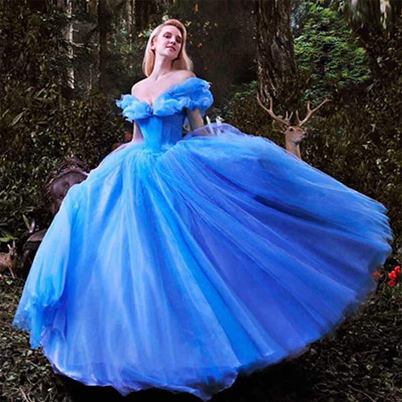 Top Trends: Halloween Women New Movie Blue Cinderella Sweetheart Luxury Wedding Dress Adult Ball Gown Wedding Dresses Robe De Mariee Shoppable Styles