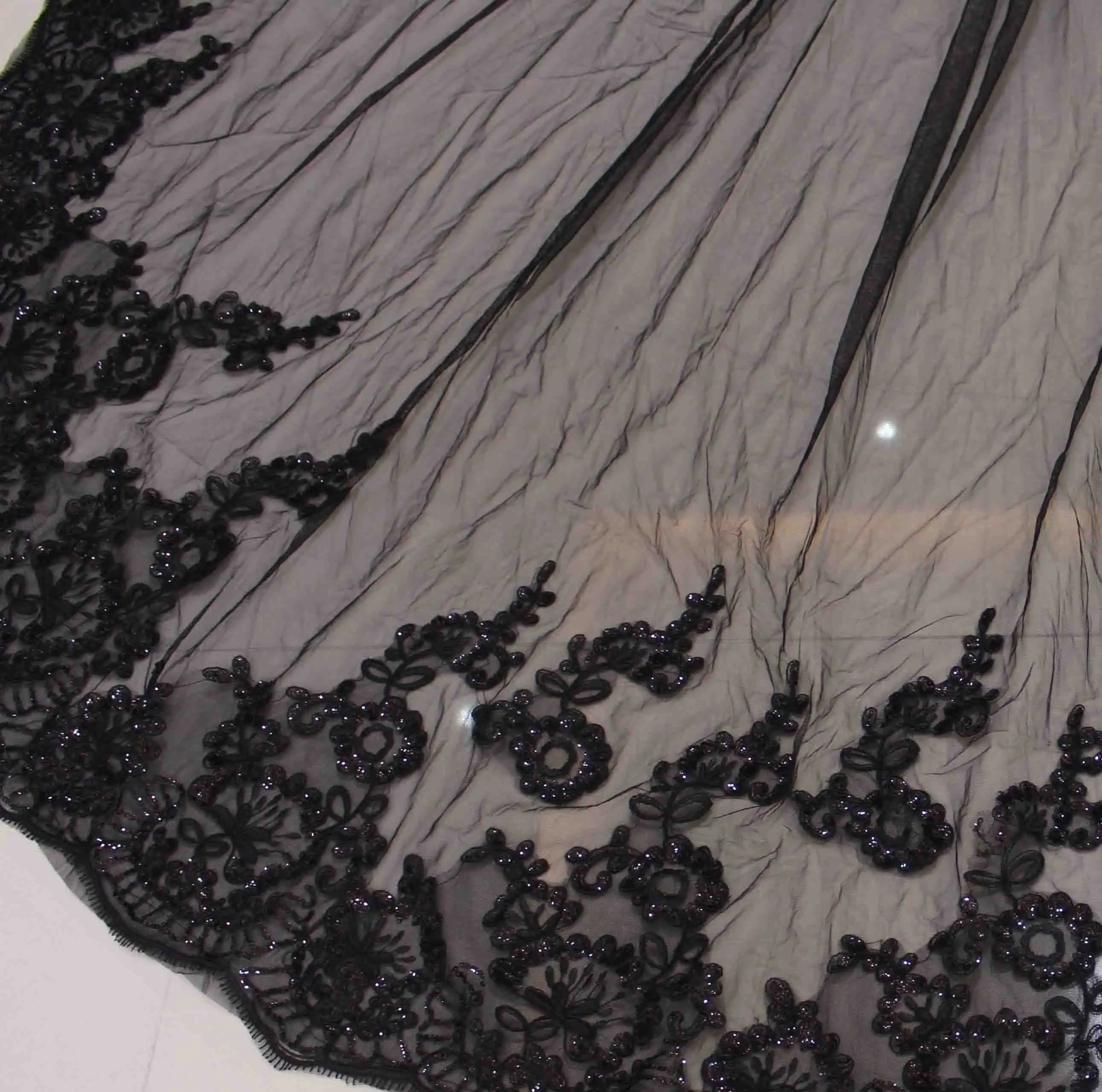 Top Trends: Real Photos Black Long Wedding Boleros Bling Sequins Lace Cathedral Bridal Cape Bolero Mariage Wedding Accessories Shoulder Veil Shoppable Styles - Image 5