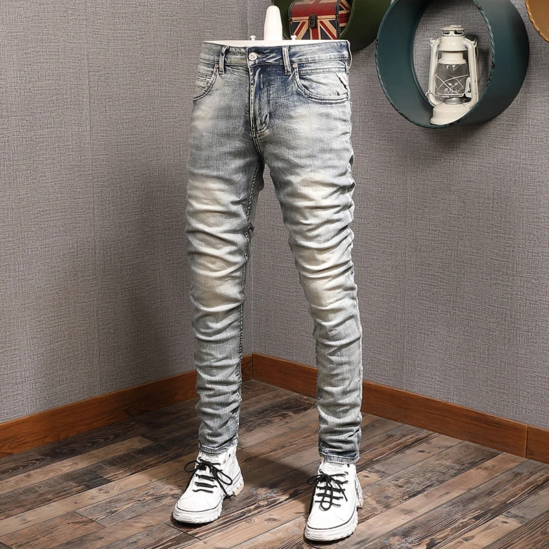 Top Trends: Vintage Jeans Men Autumn Cotton Straight Slim Fit Retro Blue Pants Mens Denim Trousers Shoppable Styles